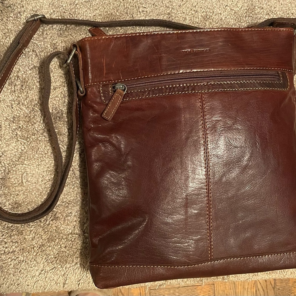 Nwt Jack Georges real leather brown crossbody messenger bag. - Picture 11 of 12
